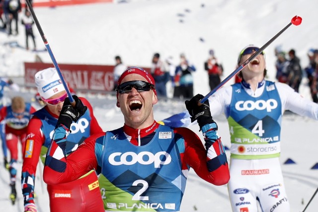 Paal Golberg nie ukrywał radości ze zwycięstwa w biegu na 50 km.