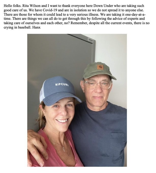 Tom Hanks i jego żona Rita Wilson. Para opuściła już szpital...