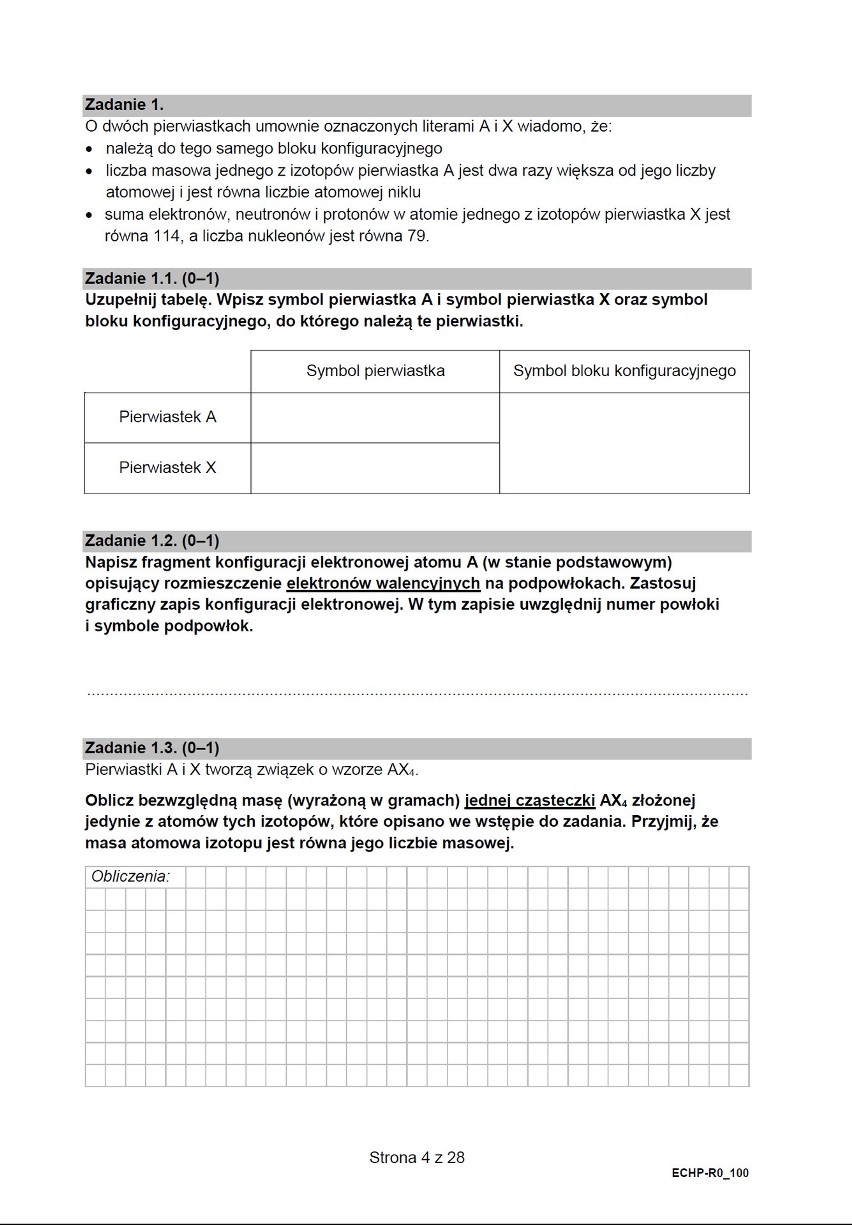 Matura 2023: arkusz z chemii w formule 2015