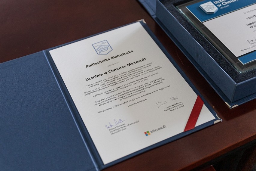 Politechnika Białostocka została wyróżniona prestiżowym tytułem „Uczelnia w Chmurze Microsoft"
