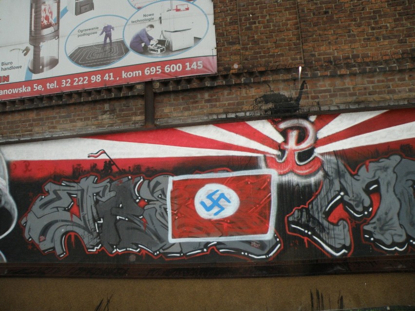 Symbole nazistowskie zostały namalowane na muralu Polski...
