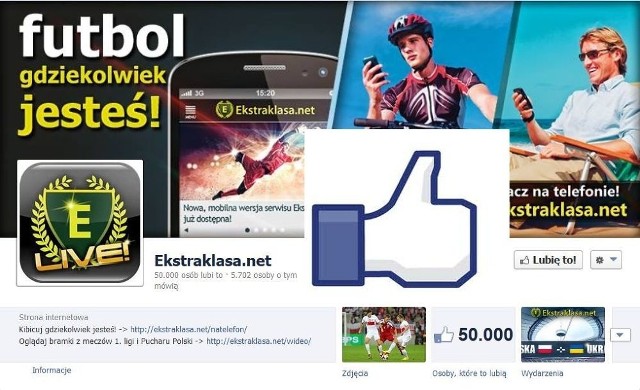 Ekstraklasa.net ma już 50000 fanów na Facebooku