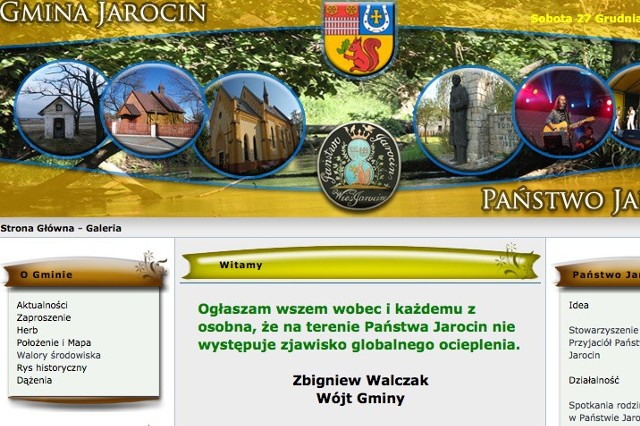 Zrzut ekranu ze strony internetowej Urzędu Gminy Jarocin.