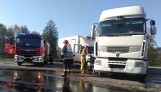 Wypadek na trasie DK1 w Dąbrowie Górniczej: Trasa na Siewierz była zablokowana. Zderzenie dostawczaka z tirem