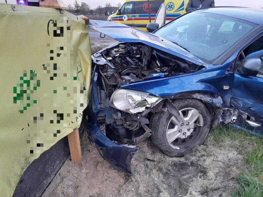 zderzenie aut w miejscowości Wudzyn w powiecie bydgoskim...