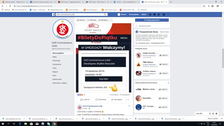 Oto screen z postu ŁKS Commercecon na Facebooku...