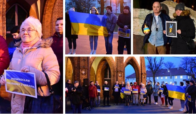 Kilkadziesiąt osób wzięło udział w manifestacjach, które w czwartek 24 lutego zorganizowano pod Urzędem Miasta w Inowrocławiu i Pod Pomnikiem Obrońców Inowrocławia