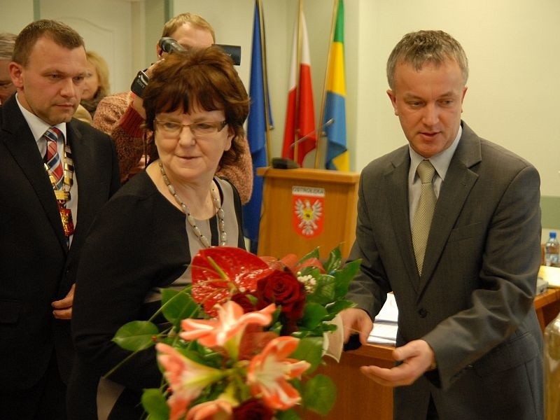 Bożenna Gutowska-Jezierska z prezydentem Januszem Kotowskim