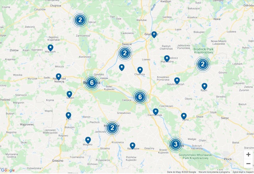 Kujawsko-Pomorskie. Mapa NFZ punktów pobrań wymazów w...