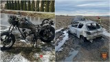 Seria pożarów pojazdów w regionie. Na drodze pod Tarnowem zapalił się motocykl, a koło Bochni doszczętnie spłonął samochód