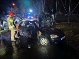 Nocny pożar trzech samochodów pod Pyrzycami [ZDJĘCIA]