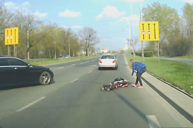 Wrocław: Pod Koroną jeleń zrzucił motocyklistę na ziemię