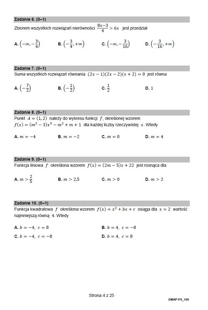 Matura poprawkowa z matematyki 2022