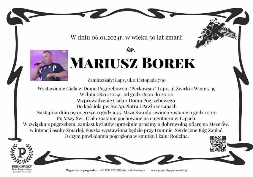 Mariusz Borek zmarł 6 stycznia