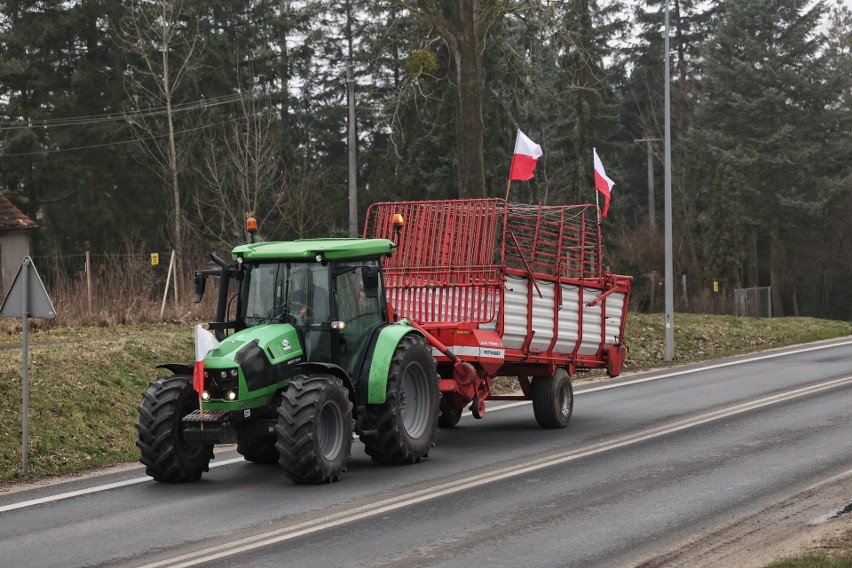 Rolnicy z Golęczewa, którzy protestowali dziś na drodze...