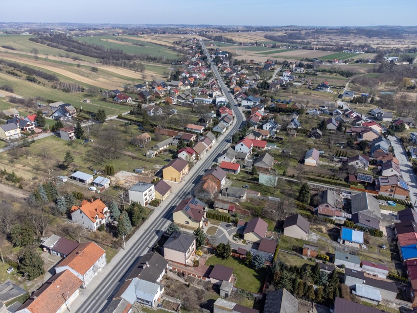 Widok z drona na Nowe Brzesko