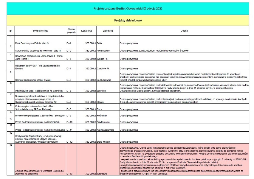 Lublin. Pierwsi przegrani budżetu obywatelskiego. 43 projekty nie przebrnęły przez sito oceny formalnej. Które? 