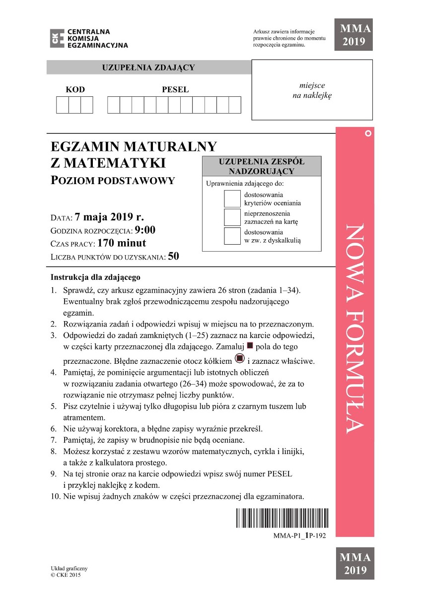 Co było na egzaminie maturalnym z matematyki Niestety nie...