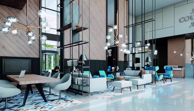 Lobby hotelu hotelu Courtyard by Marriott Katowice