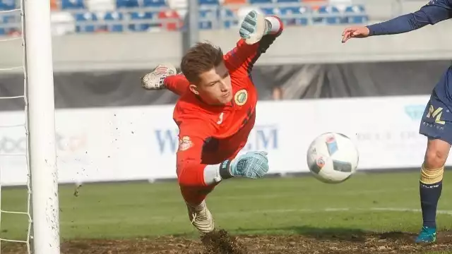 Kacper Chorążka jako zawodnik Hutnika Kraków wiosną 2019 roku