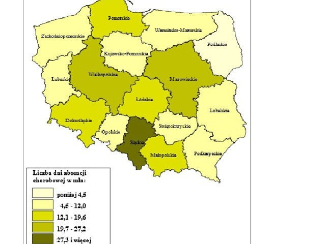 Absencja chorobowa z tytułu choroby własnej osób ubezpieczonych w ZUS.