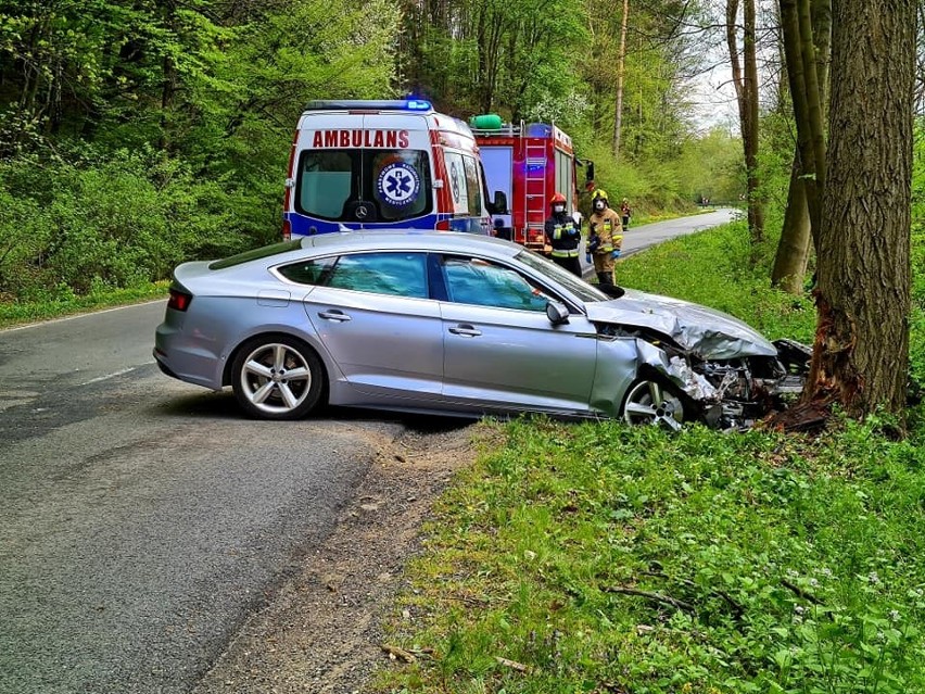 Krosna. Ocalił psa, który wybiegł na drogę, ale rozbił drogie auto o drzewo