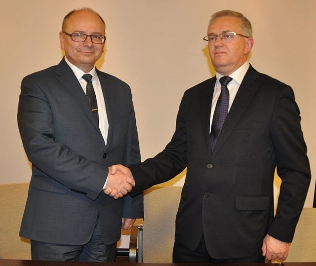 Krzysztof Jasiński i Krzysztof Obratański w czwartek podczas mini konferencji prasowej.
