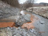 Potokiem Sudoł w Białej Niżnej płynęła rdzawa substancja. Zanieczyszczoną wodę bada WIOŚ. Trwa też kontrola zakładu 
