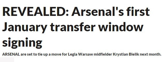 Bielik oficjalnie piłkarzem Arsenalu?