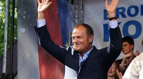 Premier Donald Tusk na wiecu wyborczym w Inowrocławiu