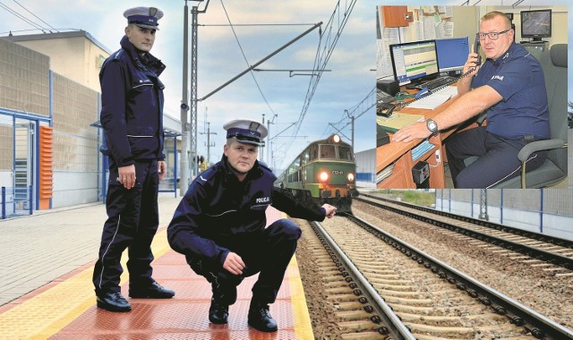 Asp. Adam Bereta i sierż. Mariusz Biel w porę pojawili się na peronie i uratowali desperata. Wcześniej 47-latka skutecznie namierzył st. asp. Artur Wnęk ( zdjęcie po prawej)