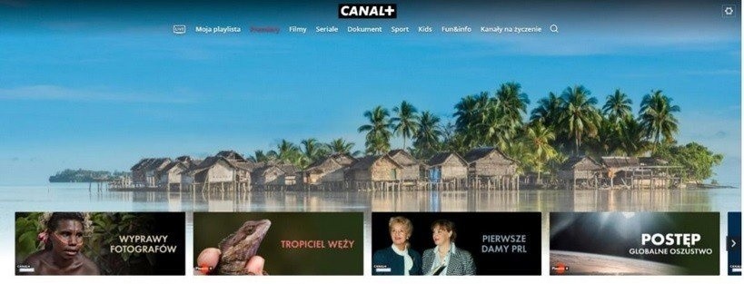 Serwis CANAL+ telewizja przez internet, strona główna z...