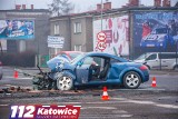 Wypadek w Katowicach: Audi TT zderzyło się z autobusem miejskim ZDJĘCIA