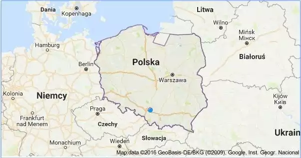 Mapa Polski pokazuje wyraźny uszczerbek terytorium na rzecz Rosji.