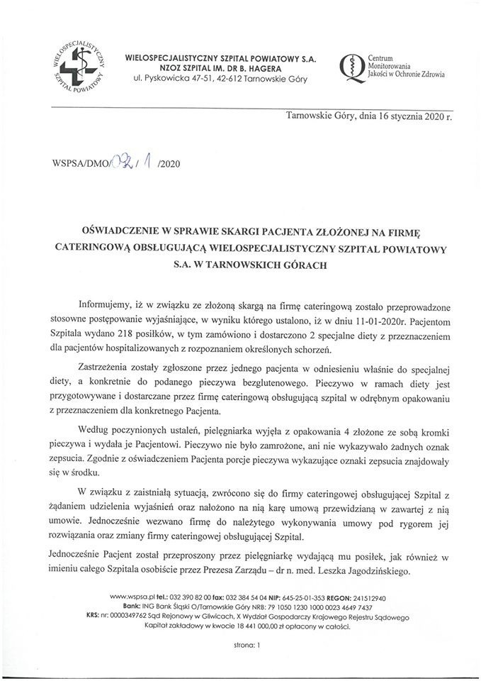 Pacjent dostał spleśniały chleb: "Tak wspaniale karmią w szpitalu nr 3 w Tarnowskich Górach". Placówka wydała oświadczenie i przeprosiła