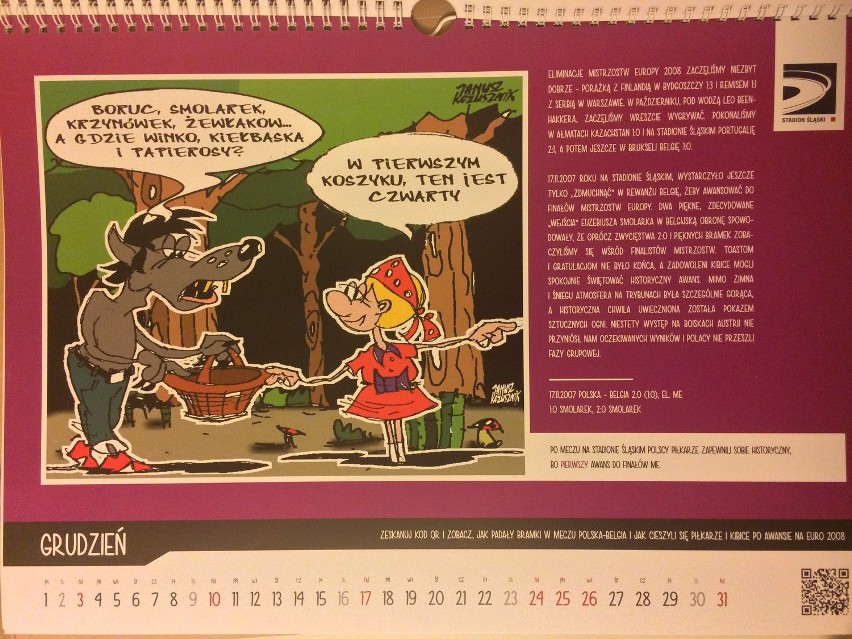 Stadion Śląski wydał 14-stronicowy kalendarz satyryczny