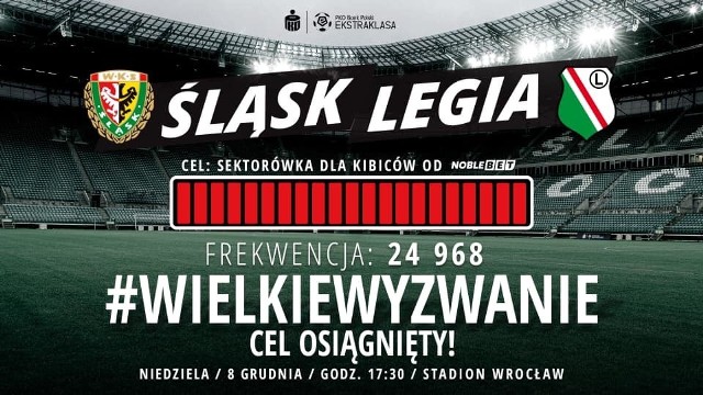 W sobotnie popołudnie Śląsk Wrocław potwierdził, że podczas niedzielnego spotkania z Legią Warszawa (godz. 17.30) zostanie pobity rekord frekwencji w tym sezonie na Stadionie Wrocław. Do tej pory największą liczbę widzów zgromadziło spotkanie WKS-u z Pogonią (24 968).