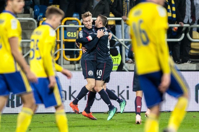 02.11.2018 gdynia. lotto ekstraklasa. mecz arka gdynia - pogon szczecin n/z adam buksa (18) fot. piotr hukalo / dziennik baltycki / polska press