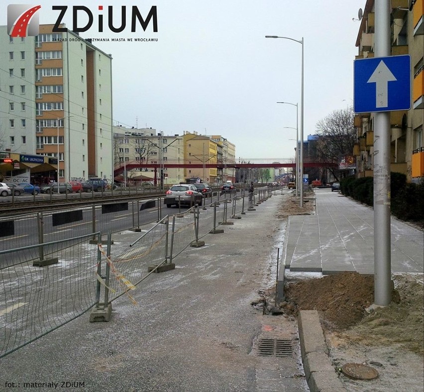 Uwaga kierowcy! Zmiany na Grabiszyńskiej przez budowę drogi rowerowej