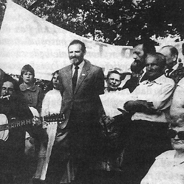 Bronisław Geremek podczas kampanii wyborczej na Suwalszczyźnie w 1989 roku