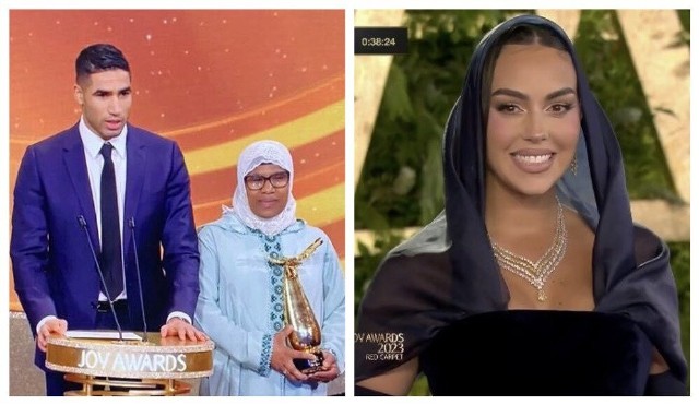 Achraf Hakimi z matką i Georgina Rodriguez zachwycili społeczność arabską podczas ceremonii Joy Awards 2023 w Rijadzie