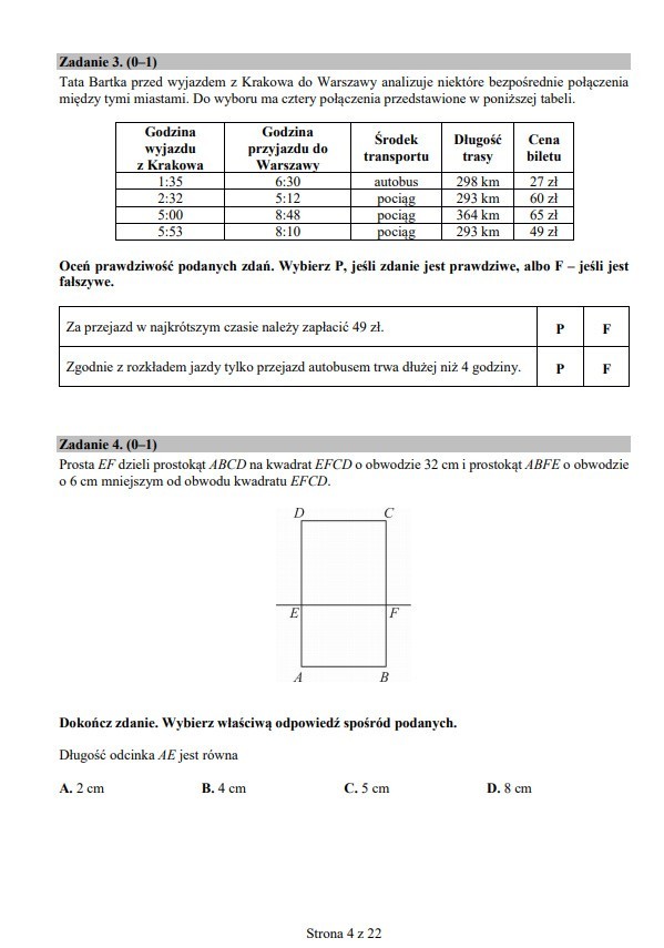 Próbny egzamin ósmoklasisty MATEMATYKA: Arkusze, odpowiedzi,...