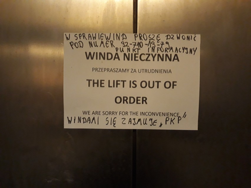 Nieczynne windy na dworcu w Katowicach