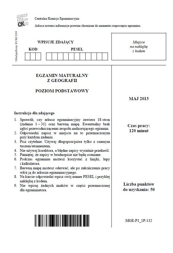 MATURA 2013 GEOGRAFIA: ODPOWIEDZI, mamy ARKUSZE [poziom podstawowy]