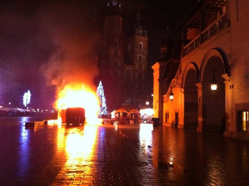 Kraków. Groźny pożar na Rynku Głównym w Krakowie
