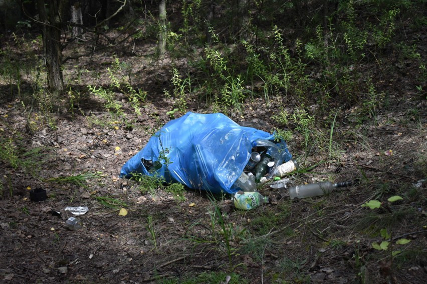 Sterty śmieci na terenach zielonych przy ulicy Żuradzkiej