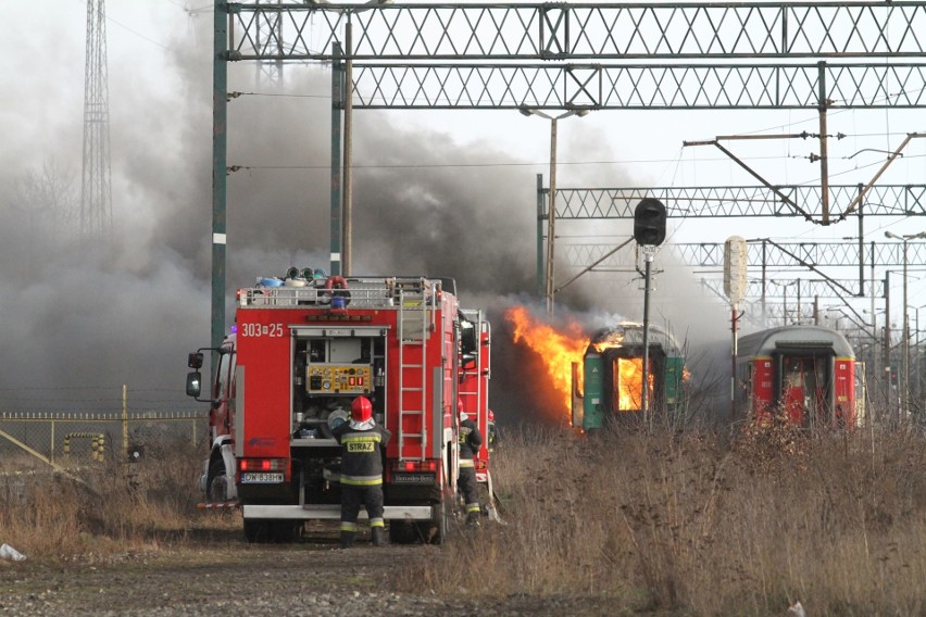 Pożar pociągu na stacji Wrocław Główny