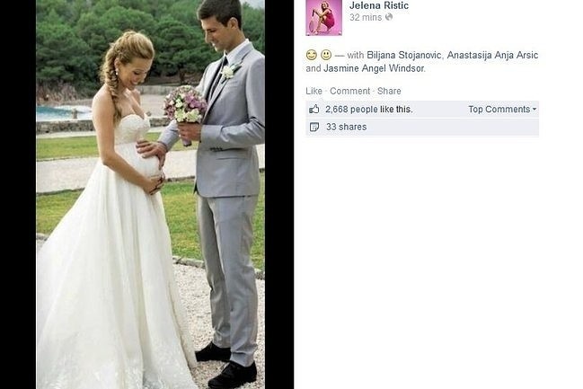 Novak Djoković i Jelena Ristić (fot. screen z Facebook.com)