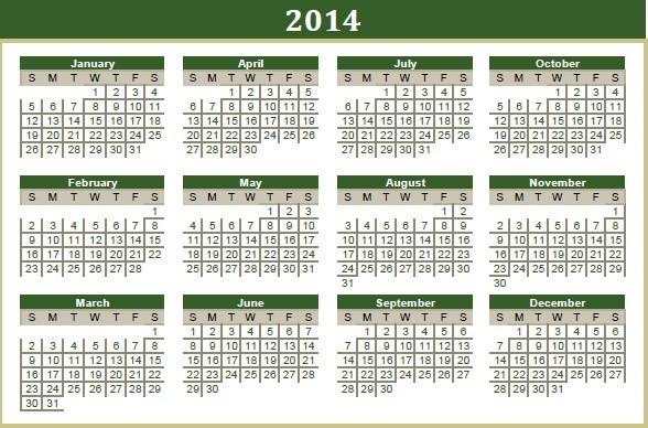 Kalendarz 2014 do wydrukowania na biurko
