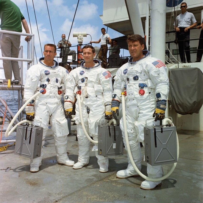 Załoga Apollo 7 podczas ćwiczeń